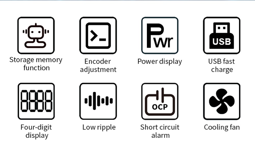 WANPTEK APS1203H Programmable Regulated DC Power Supply, 120V 3A, Storage Memory Function, Encoder Adjustment, USB Fast Charge, 4-Digit Display, Low Ripple, Cooling Fan - EU Plug