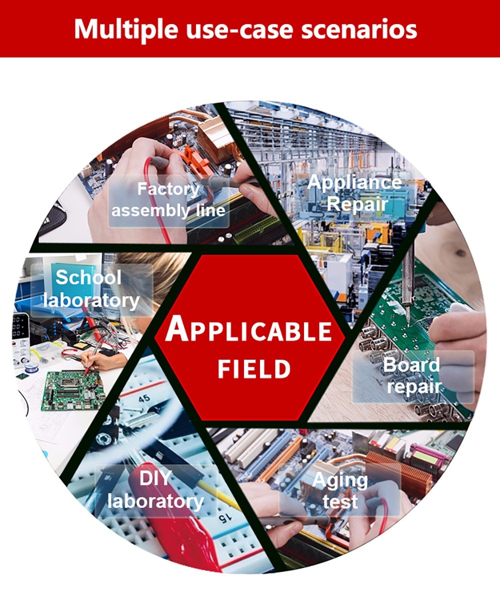 WANPTEK APS1203H Programmable Regulated DC Power Supply, 120V 3A, Storage Memory Function, Encoder Adjustment, USB Fast Charge, 4-Digit Display, Low Ripple, Cooling Fan - EU Plug