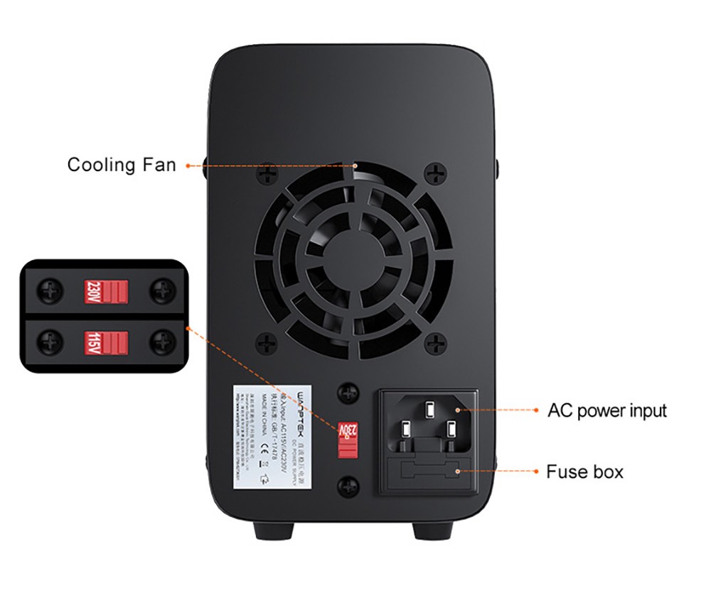WANPTEK APS3010H Programmable Regulated DC Power Supply, 30V 10A, Storage Memory Function, Encoder Adjustment, USB Fast Charge, 4-Digit Display, Low Ripple, Cooling Fan - EU Plug