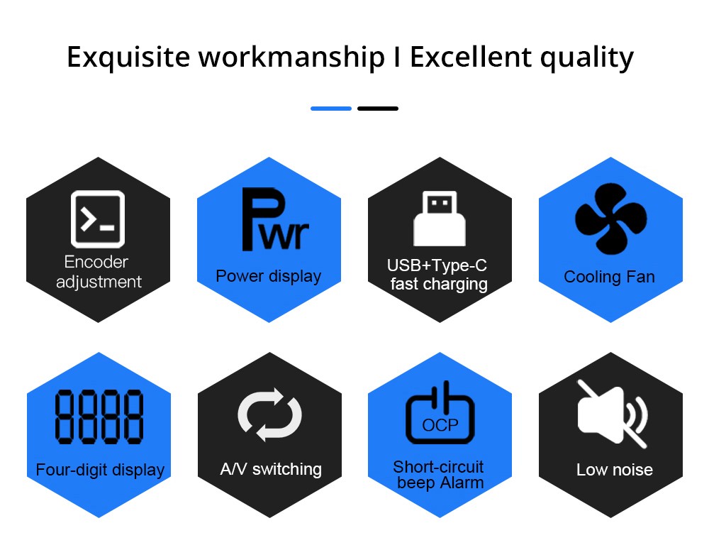 WANPTEK TPS3010 Adjustable Regulated DC Power Supply, 30V 10A, Encoder Adjustment, USB Type-C Fast Charge, 4-Digit Display, Low Noise, A/V Switching, Cooling Fan White - US Plug