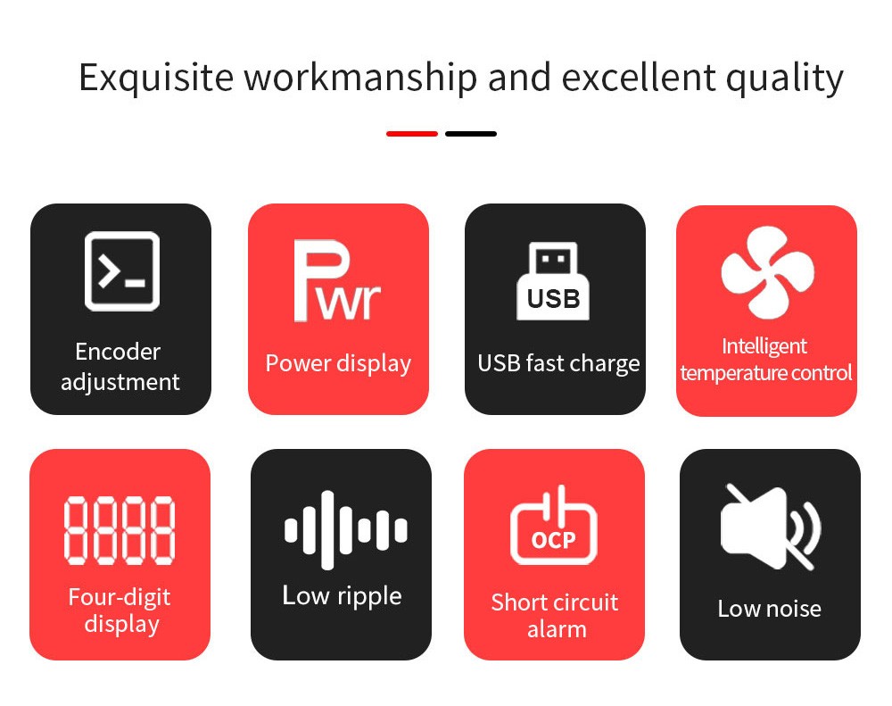 WANPTEK WPS3010 Programmable Regulated DC Power Supply, 30V 10A, Encoder Adjustment, USB Fast Charge, Intelligent Temperature Control, 4-Digit Display, Low Ripple, Low Noise White - US Plug