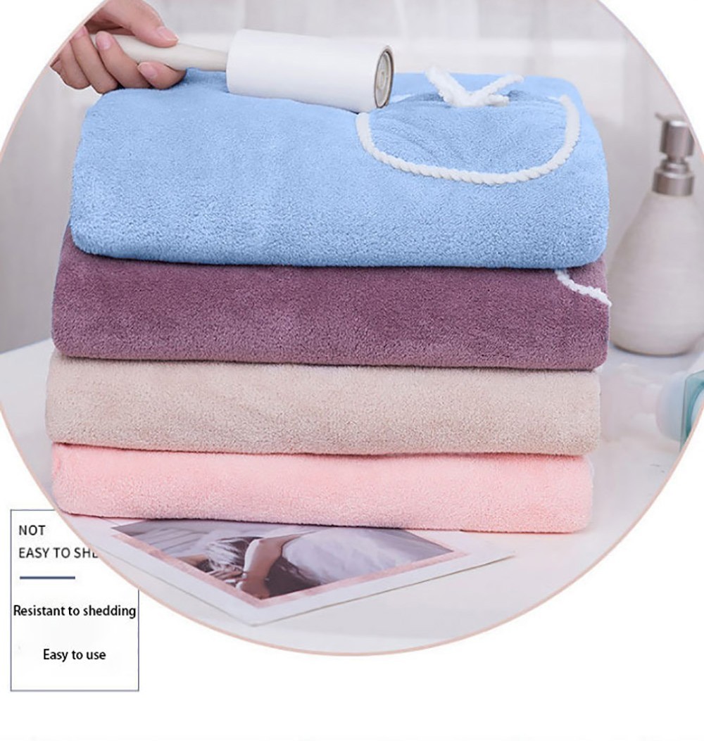 80*135cm Wearable Bowknot Coral Velvet Bath Towel for Adults - Light Blue