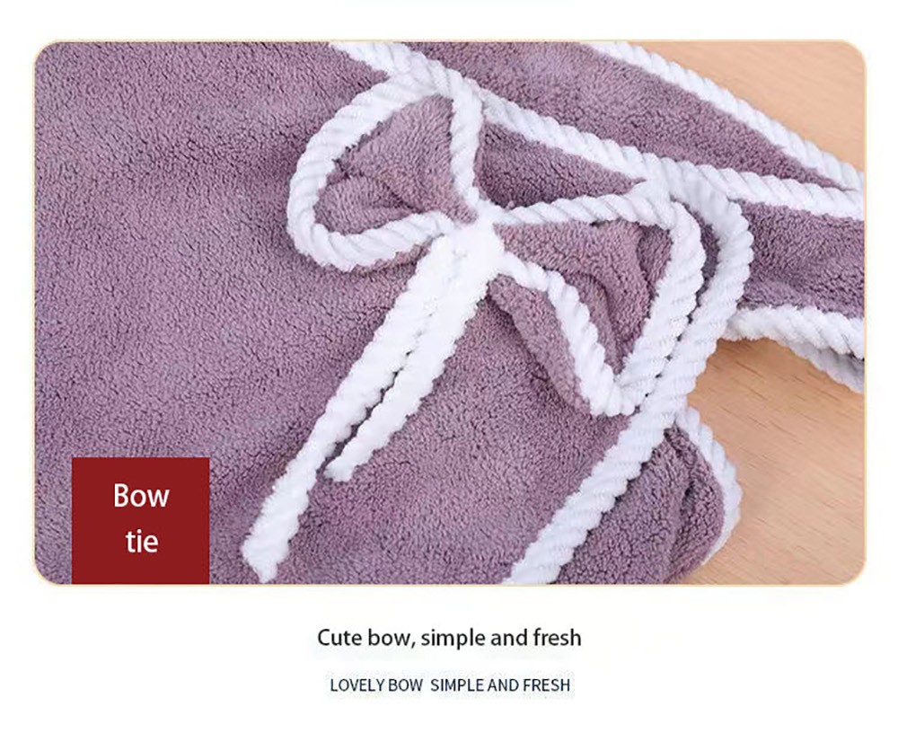 80*135cm Wearable Bowknot Coral Velvet Bath Towel for Adults - Purple