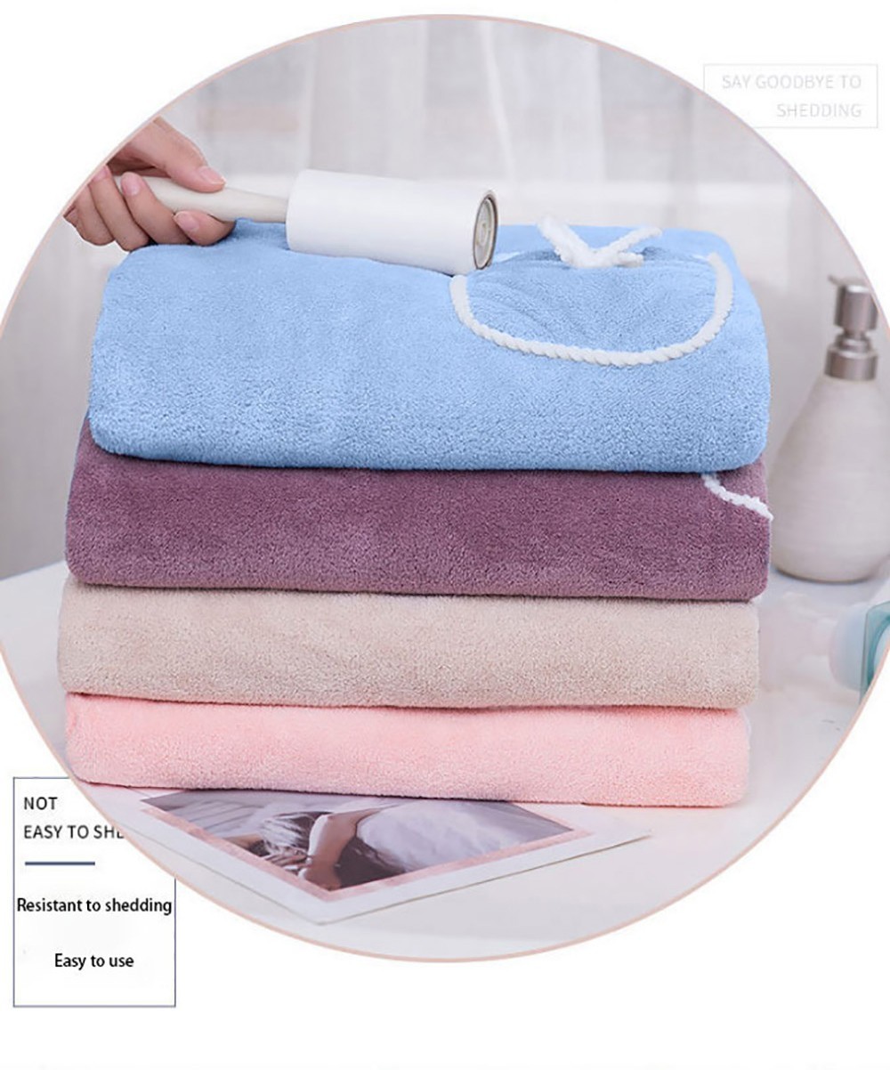 80*135cm Wearable Bowknot Coral Velvet Bath Towel for Adults - Purple