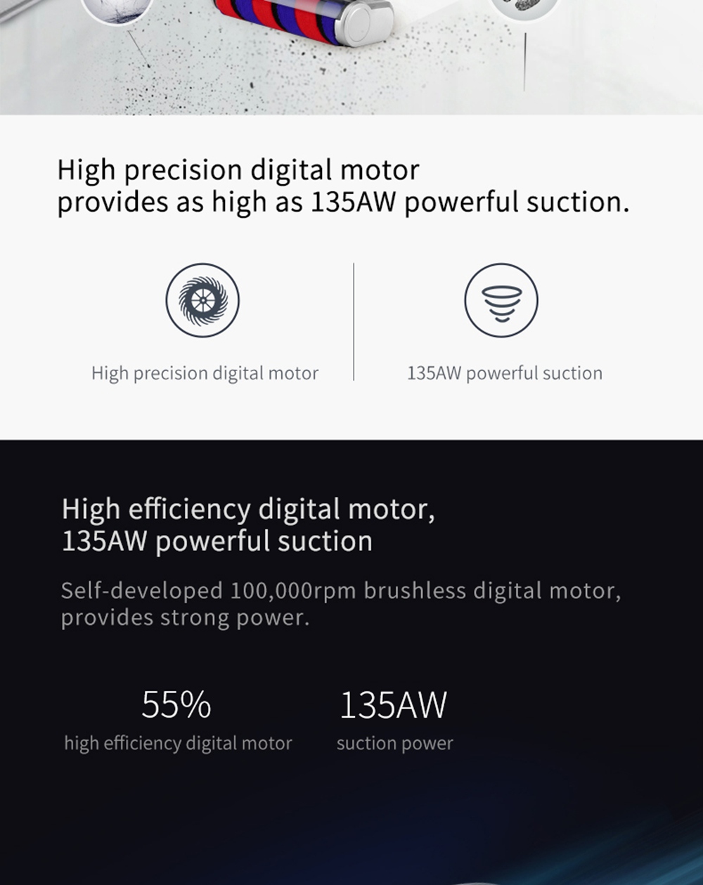 Xiaomi JIMMY JV83 Cordless Stick Vacuum Cleaner 135AW Suction 60 Minute Run Time Anti-winding Hair Mite Cleaning Global Version - Blue