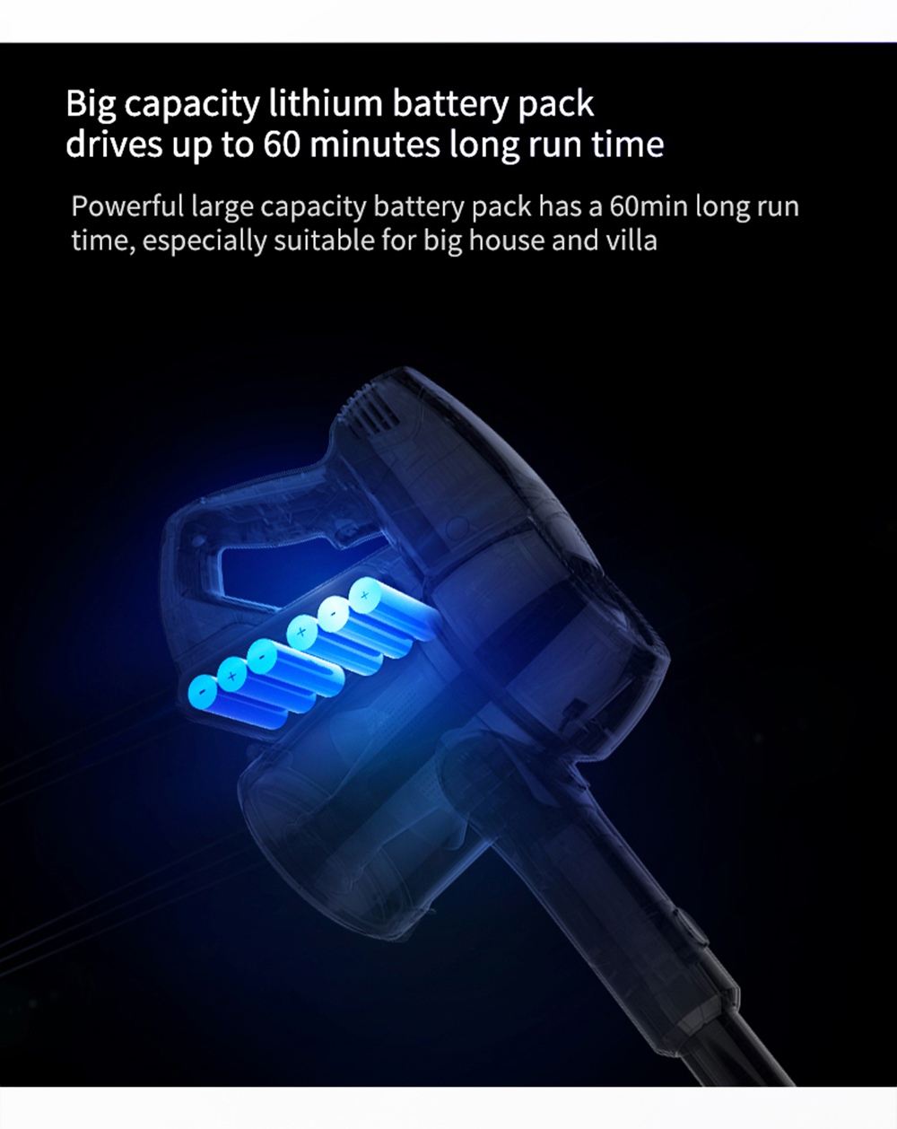 Xiaomi JIMMY JV83 Cordless Stick Vacuum Cleaner 135AW Suction 60 Minute Run Time Anti-winding Hair Mite Cleaning Global Version - Blue
