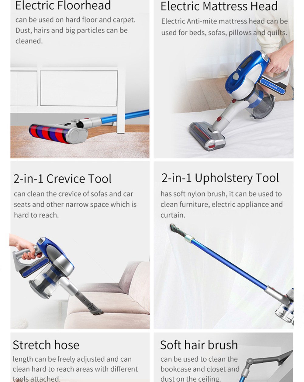 Xiaomi JIMMY JV83 Cordless Stick Vacuum Cleaner 135AW Suction 60 Minute Run Time Anti-winding Hair Mite Cleaning Global Version - Blue