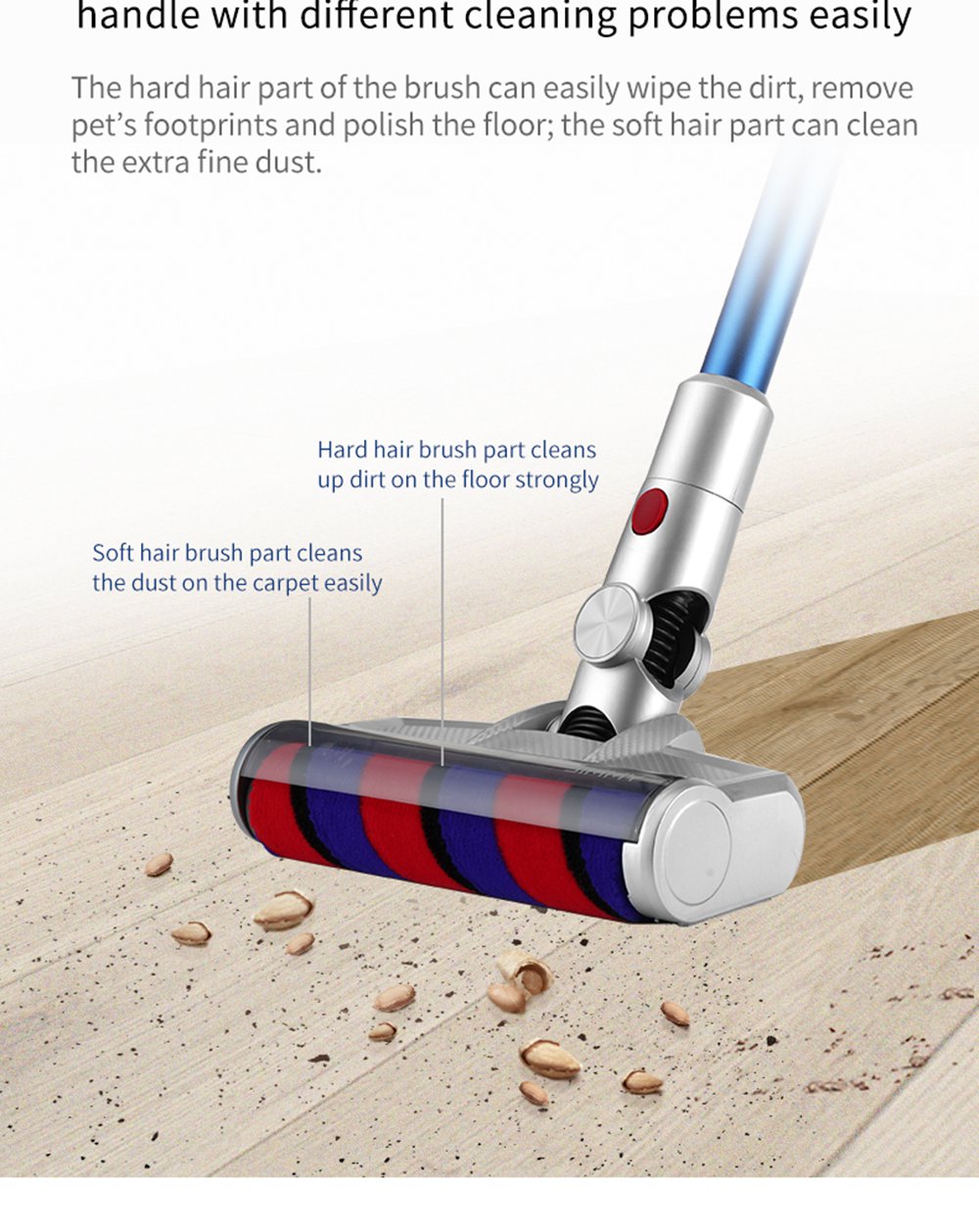 Xiaomi JIMMY JV83 Cordless Stick Vacuum Cleaner 135AW Suction 60 Minute Run Time Anti-winding Hair Mite Cleaning Global Version - Blue