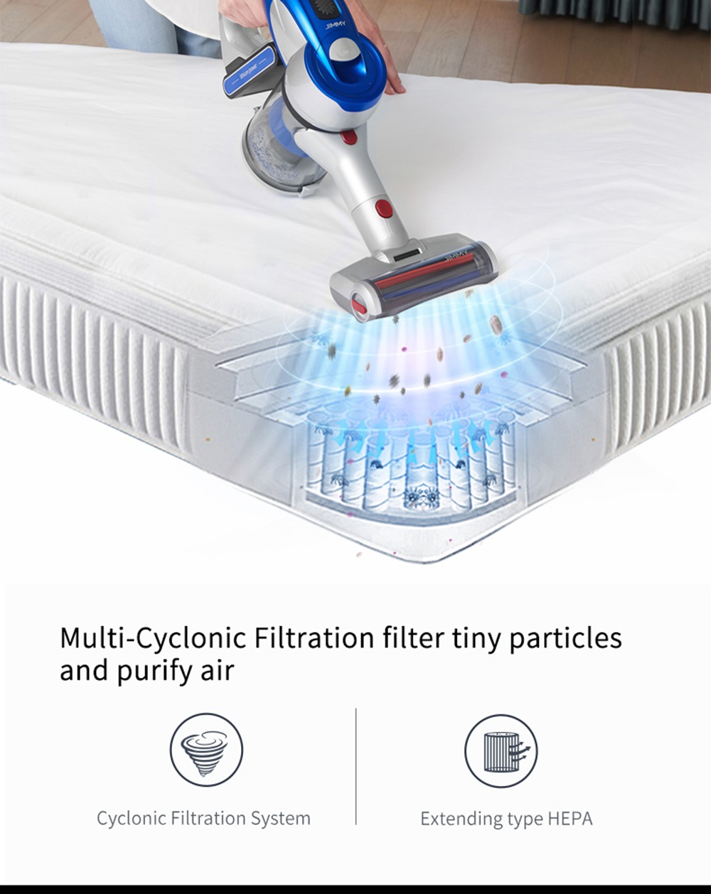 Xiaomi JIMMY JV83 Cordless Stick Vacuum Cleaner 135AW Suction 60 Minute Run Time Anti-winding Hair Mite Cleaning Global Version - Blue