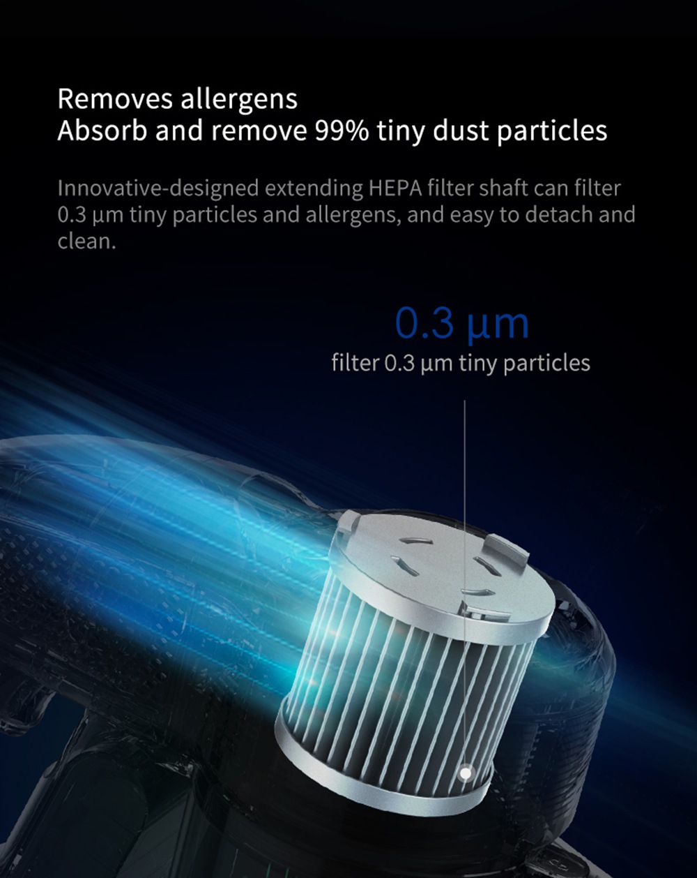 Xiaomi JIMMY JV83 Cordless Stick Vacuum Cleaner 135AW Suction 60 Minute Run Time Anti-winding Hair Mite Cleaning Global Version - Blue