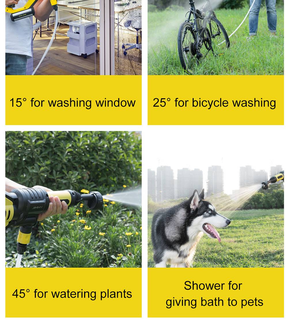 Xiaomi JIMMY JW31 Lightweight Cordless Pressure Washer Self-priming Faucet Long Cleaning Lance Eco Energy Saving Mode Portable Cleaner Global Version - Black