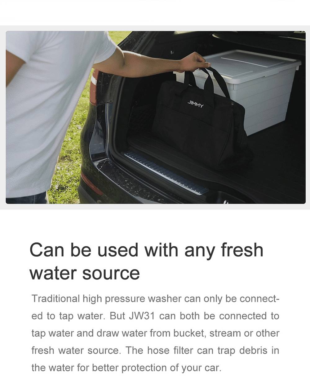 Xiaomi JIMMY JW31 Lightweight Cordless Pressure Washer Self-priming Faucet Long Cleaning Lance Eco Energy Saving Mode Portable Cleaner Global Version - Black