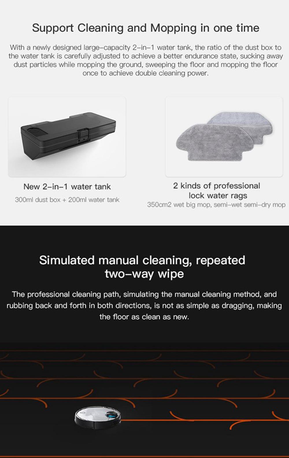 Refurbished Xiaomi VIOMI V2 Pro Robot Vacuum Cleaner 2 in 1 Sweeping Mopping 2100Pa LDS Laser Navigation Intelligent Electric Control Tank EU Plug - Grey