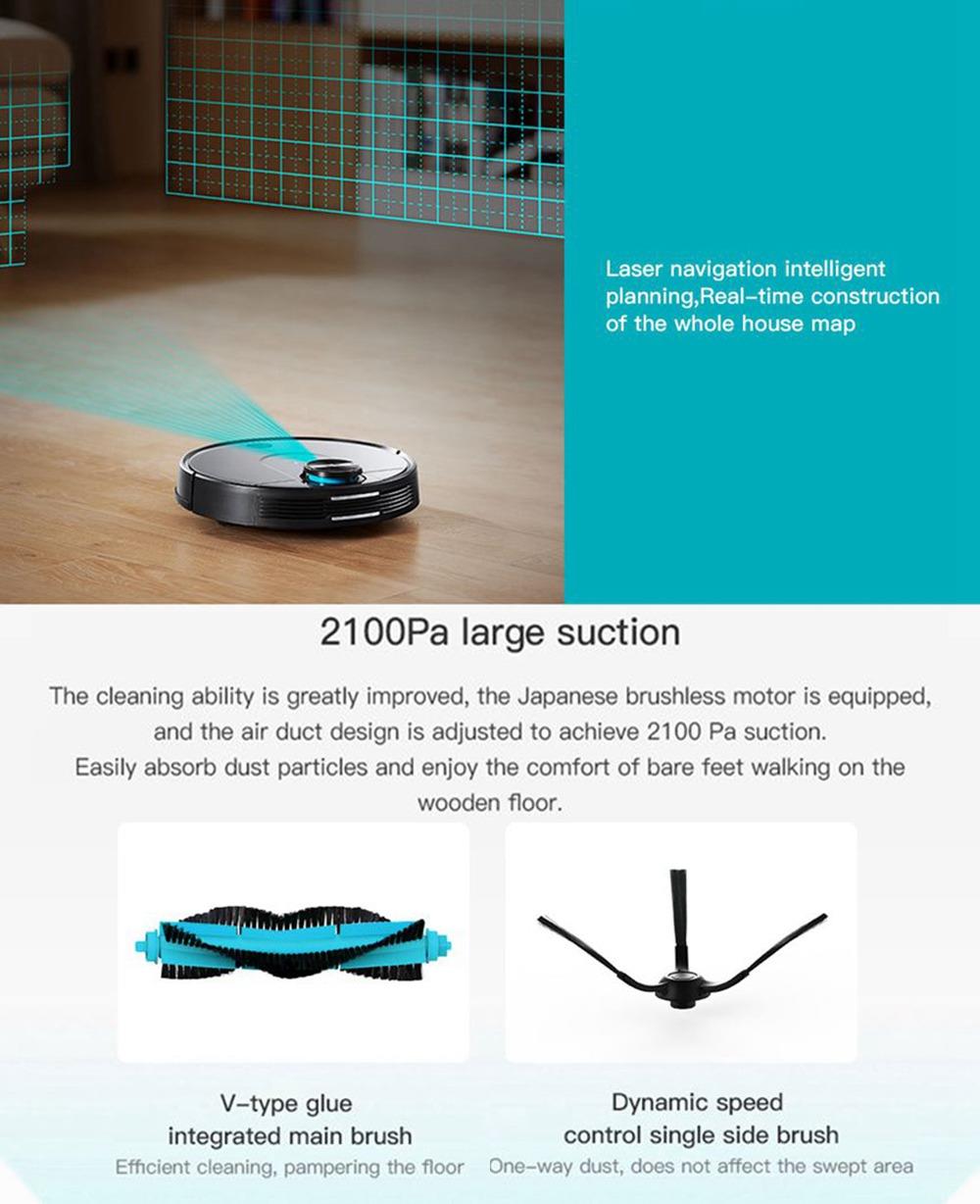 Refurbished Xiaomi VIOMI V2 Pro Robot Vacuum Cleaner 2 in 1 Sweeping Mopping 2100Pa LDS Laser Navigation Intelligent Electric Control Tank EU Plug - Grey