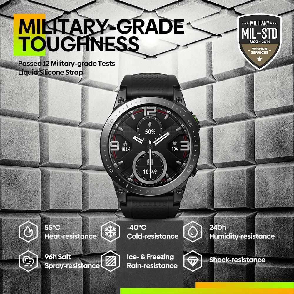 Zeblaze Ares 3 Pro Voice Calling Smartwatch 1.43in Ultra HD AMOLED Display Heart Rate SpO2 Blood Pressure Monitor - Black
