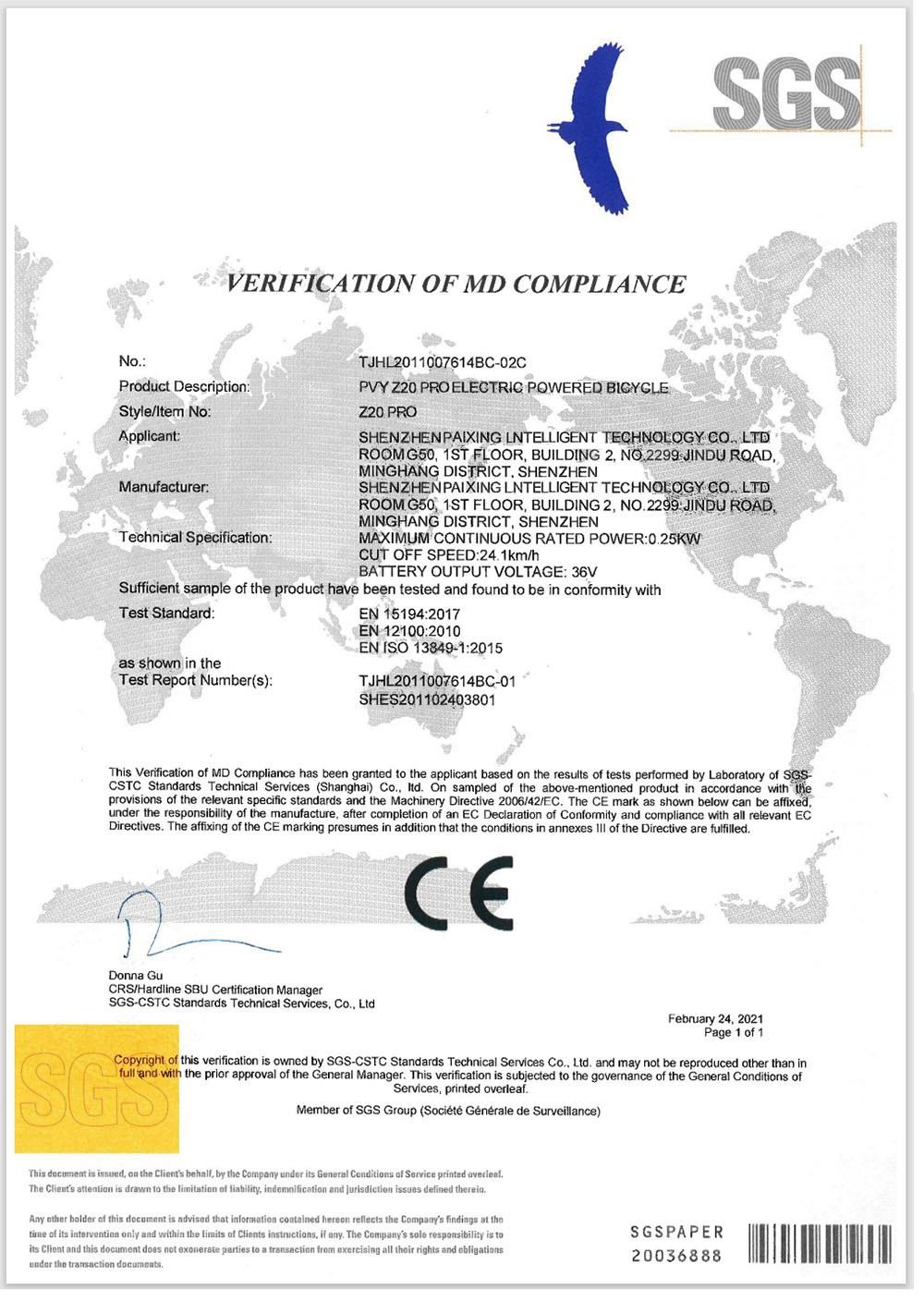 PVY Z20 Pro Electric Bike 500W Hub Motor 25 km/h Max Speed 36V 10.4Ah Removable Battery 80-100km Range LCD Display - Grey