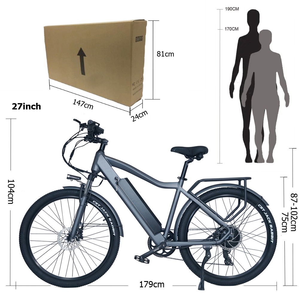 CMACEWHEEL F26 Electric Bike 29*2.1 Inch Tires 500W Strong Power 17Ah Lithium Battery 110km Range - Silver Gray