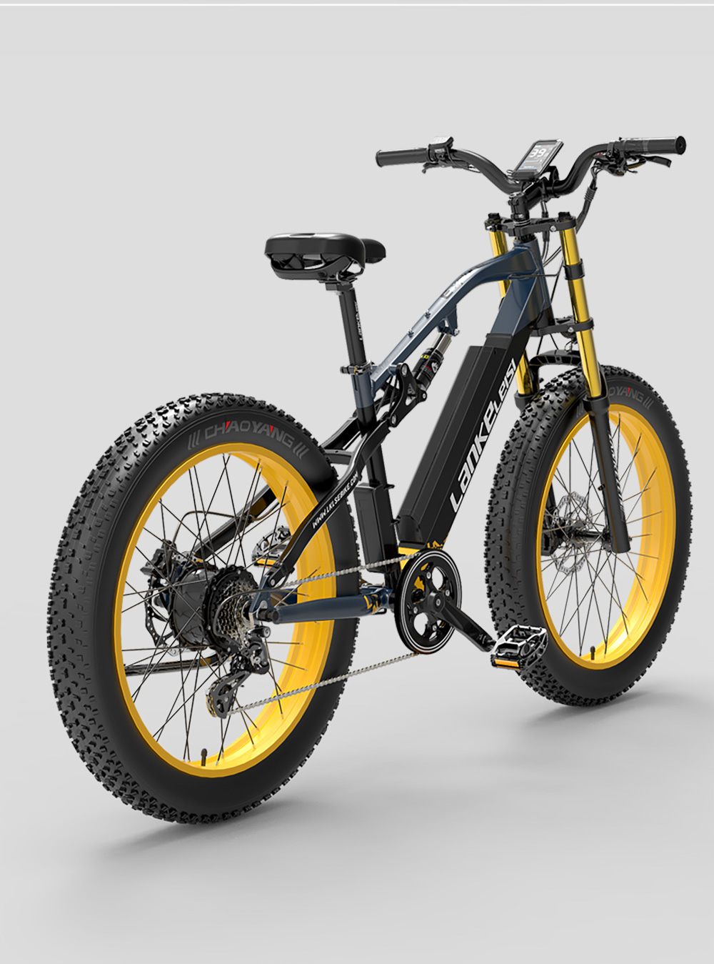 LANKELEISI RV700 Electric Bike 26*4.0 Inch Fat Tire 16Ah 48V 1000W 42Km/h Max Speed Max Load 150KG - Black Blue