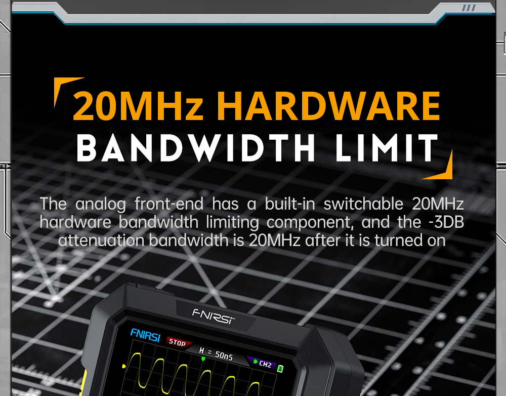 FNIRSI DPOX180H Digital Phosphor Oscilloscope 2 in 1 Dual-channel, 180MHz Bandwidth, DDS Signal Generator - Yellow