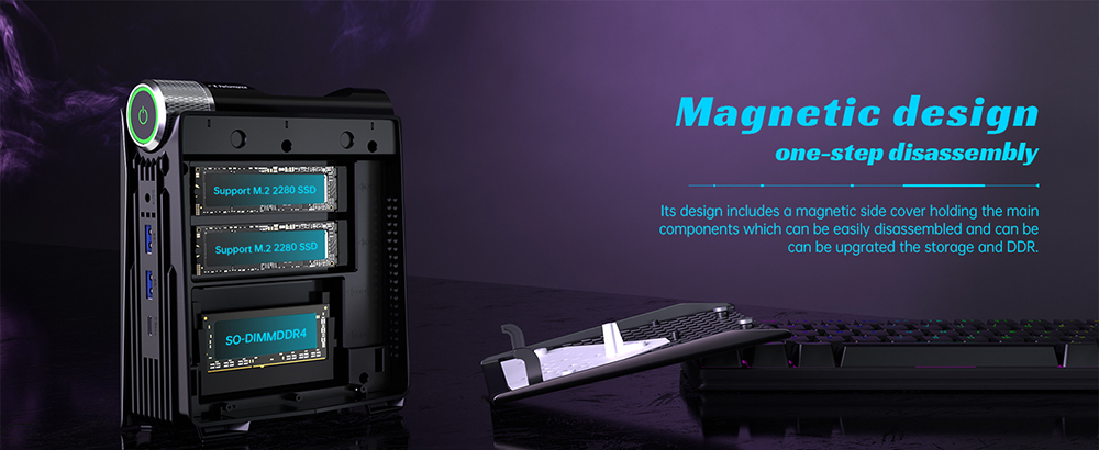 OUVIS AMR5 Mini PC, AMD Ryzen 7 5700U 8 Cores up to 4.3GHz, 16GB DDR4 512GB SSD, HDMI+DP+Type-C 4K 60Hz Triple Display, 4xUSB 3.0 1000Mbps LAN WiFi5 BT4.2, Windows 11 Pro, Auto/Silent Eco/Performance -EU