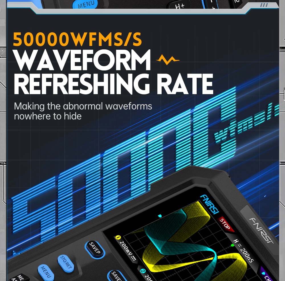 FNIRSI DPOX180H Digital Phosphor Oscilloscope 2 in 1 Dual-channel, 180MHz Bandwidth, DDS Signal Generator - Blue