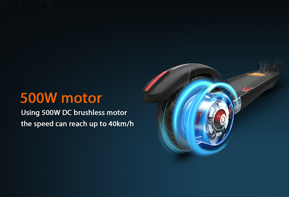 KugooKirin M3 Folding Electric Scooter 10 Inch Tire 500W Motor Max Speed 40km/h Max 40km Range 13Ah Battery BMS LCD Display Front Drum Brake  Rear E-Brake LED Light Support NFC Card Built-in 4-Digit Combination Chain Lock - Black