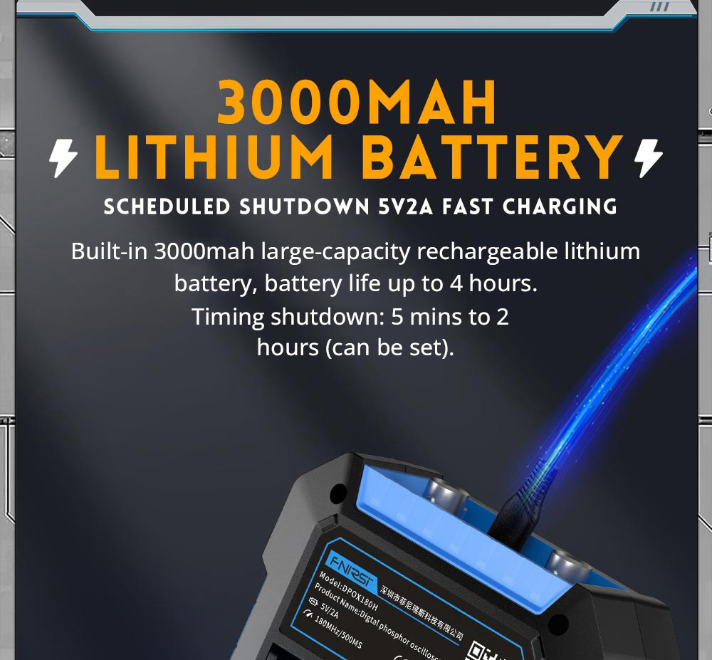 FNIRSI DPOX180H Digital Phosphor Oscilloscope 2 in 1 Dual-channel, 180MHz Bandwidth, DDS Signal Generator - Blue