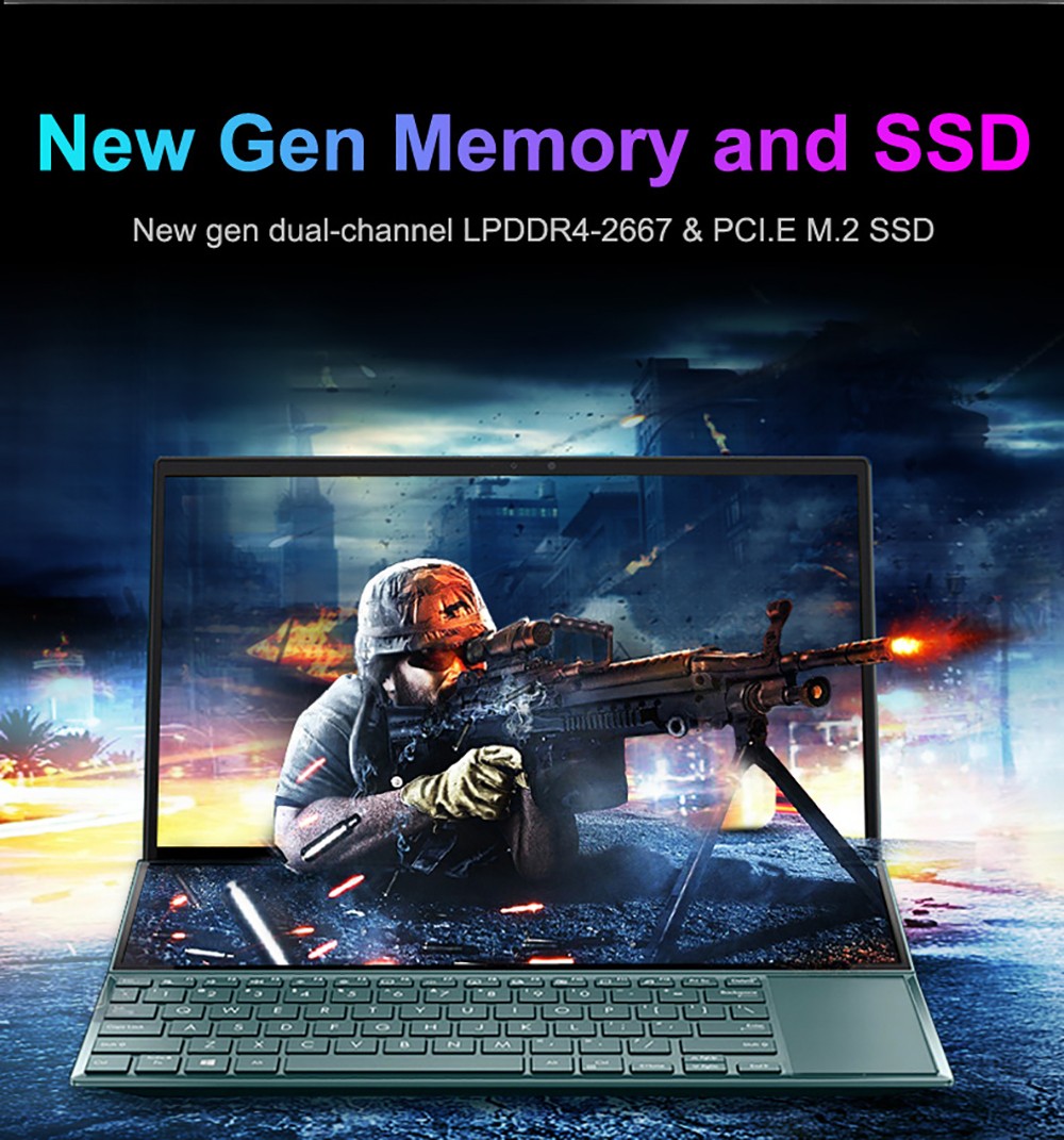 N-one NBook Fly Laptop 16in + 14in Dual Screen, Intel Core i7-10870H, 16GB DDR4 1TB SSD support Expansion, Windows 11Pro