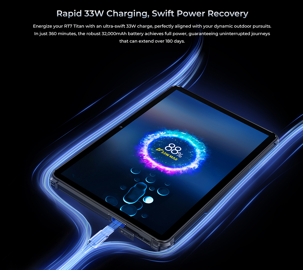 OUKITEL RT7 5G Tablet 10.1 inch 1920x1200, Dimensity 720(MT6853), 12GB+12GB RAM 256GB ROM, 32MP FF Camera + 48MP AF Camera + 20MP AF Night Version Camera, Android 13, Nano+Nano/Nano+TF - Black