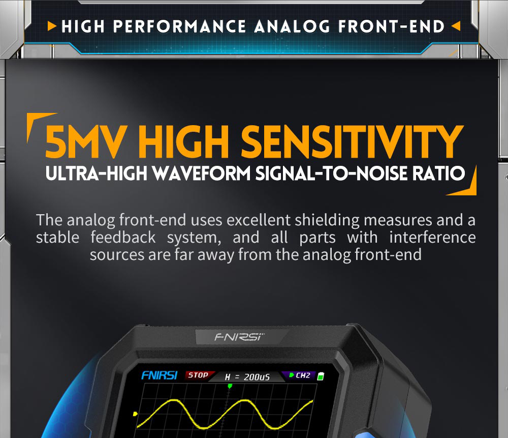FNIRSI DPOX180H Digital Phosphor Oscilloscope 2 in 1 Dual-channel, 180MHz Bandwidth, DDS Signal Generator - Blue