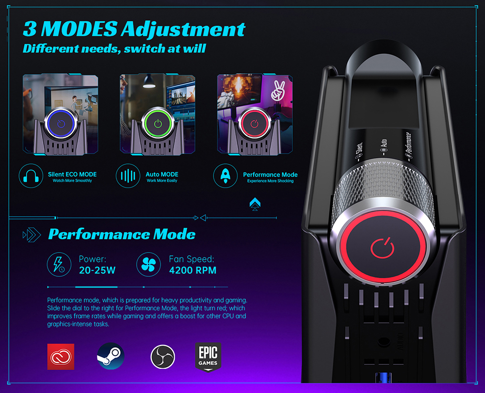 OUVIS AMR5 Mini PC, AMD Ryzen 7 5700U 8 Cores up to 4.3GHz, 16GB DDR4 512GB SSD, HDMI+DP+Type-C 4K 60Hz Triple Display, 4xUSB 3.0 1000Mbps LAN WiFi5 BT4.2, Windows 11 Pro, Auto/Silent Eco/Performance -EU