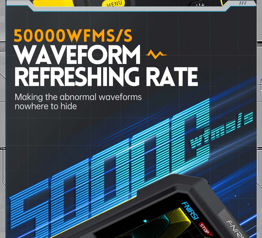 FNIRSI DPOX180H Digital Phosphor Oscilloscope 2 in 1 Dual-channel, 180MHz Bandwidth, DDS Signal Generator - Yellow