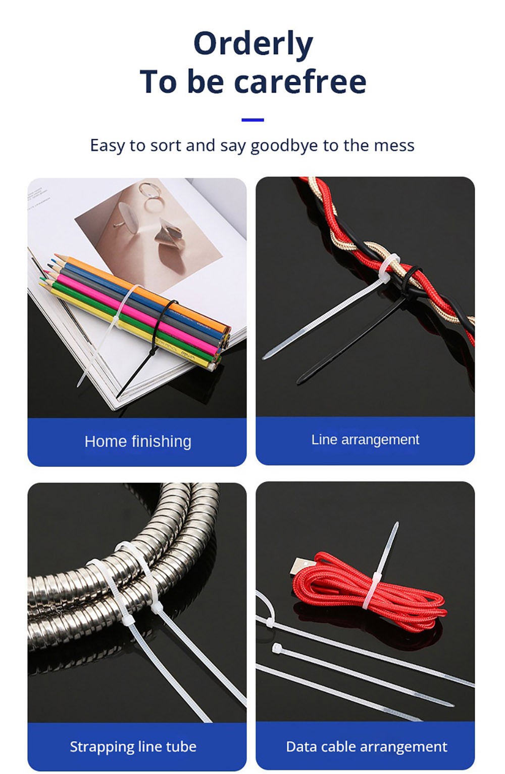 500pcs 200x1.9mm Nylon Plastic Self-Locking Cable Tie