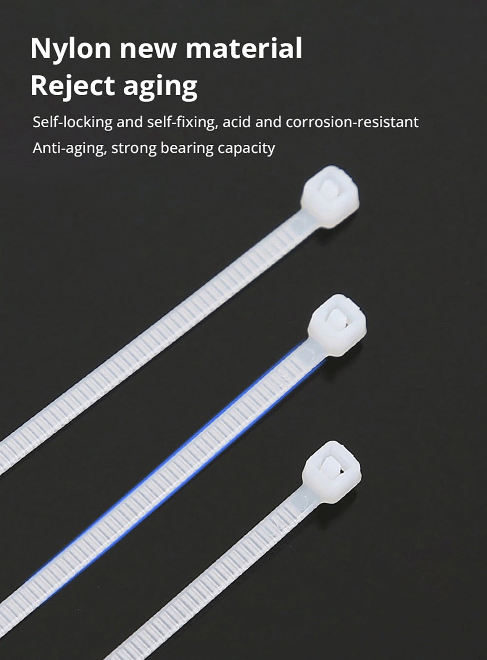 500pcs 200x1.9mm Nylon Plastic Self-Locking Cable Tie