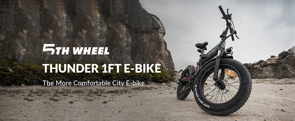 5TH WHEEL Thunder 1FT Electric Bike 20*4.0'' Inflatable Rubber Tires, 500W Peak 800W Motor 20mph Max Speed 50 MilesRange