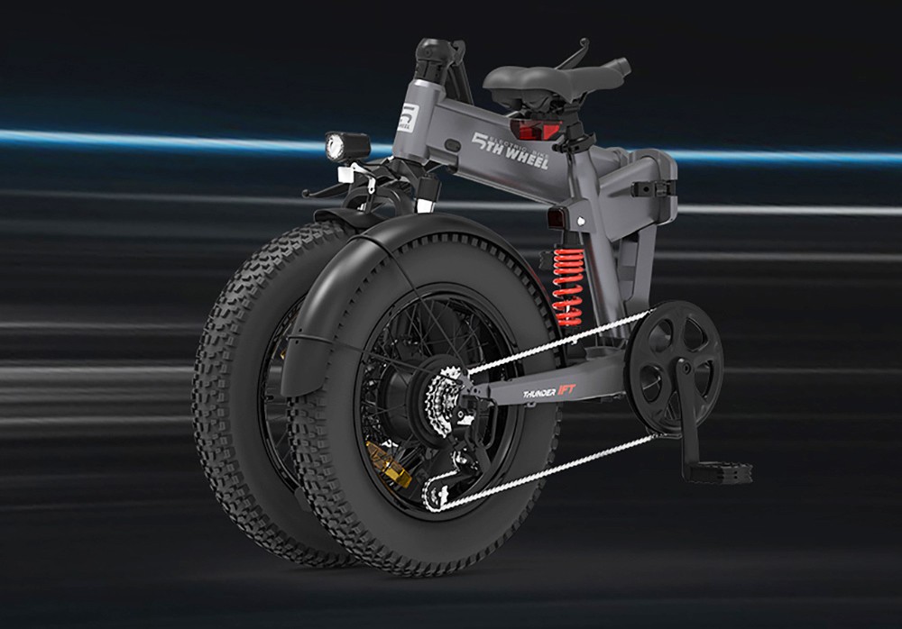 5TH WHEEL Thunder 1FT Electric Bike 20*4.0'' Inflatable Rubber Tires, 500W Peak 800W Motor 20mph Max Speed 50 MilesRange