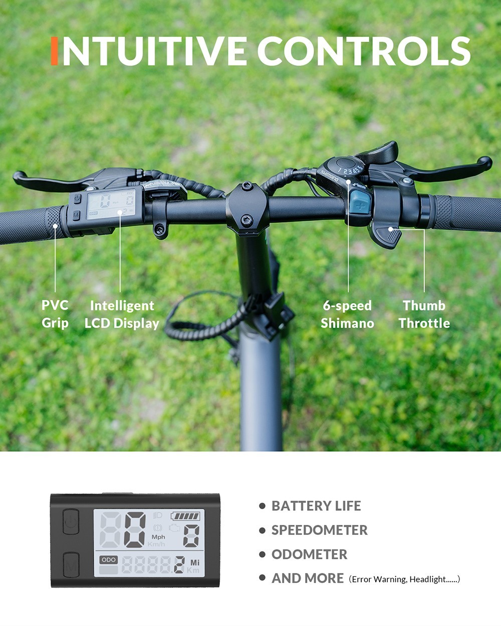 5TH WHEEL Thunder 2 Electric Bike 20*2.125'' Inflatable Rubber Tires, 350W Peak 500W Motor 20mph Max Speed 50 MilesRange