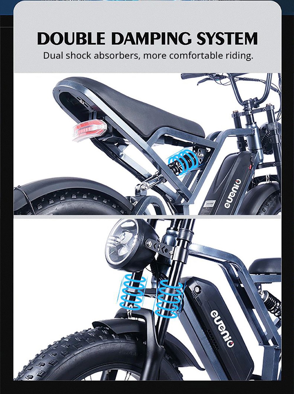 EUENI FXH009 Electric Mountain Bike 20*4.0 inch Tire 48V 750W Motor 45km/h Max Speed 15Ah Battery 96km Range Shimano 7-speed Gear - Black