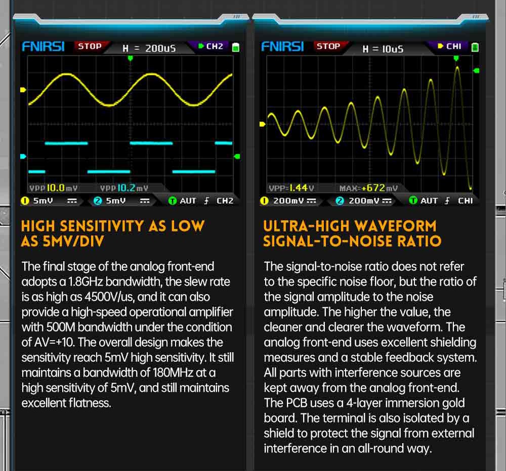 FNIRSI DPOX180H Digital Phosphor Oscilloscope 2 in 1 Dual-channel, 180MHz Bandwidth, DDS Signal Generator - Blue