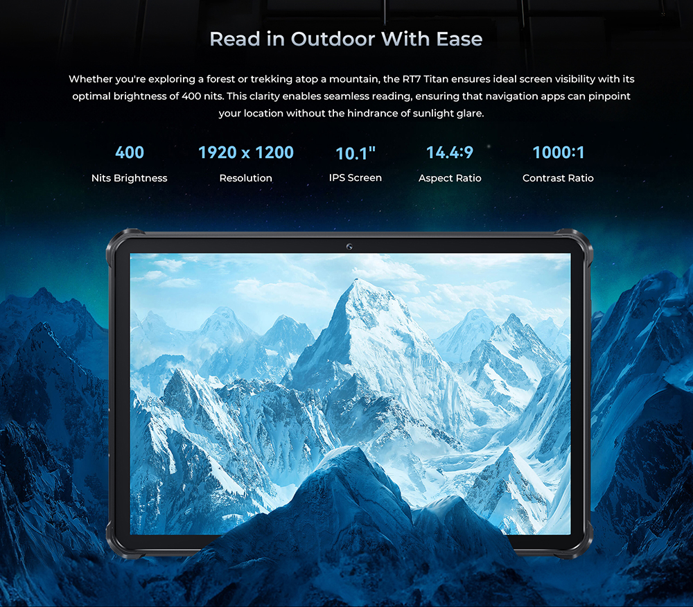 OUKITEL RT7 5G Tablet 10.1 inch 1920x1200, Dimensity 720(MT6853), 12GB+12GB RAM 256GB ROM, 32MP FF Camera + 48MP AF Camera + 20MP AF Night Version Camera, Android 13, Nano+Nano/Nano+TF - Black