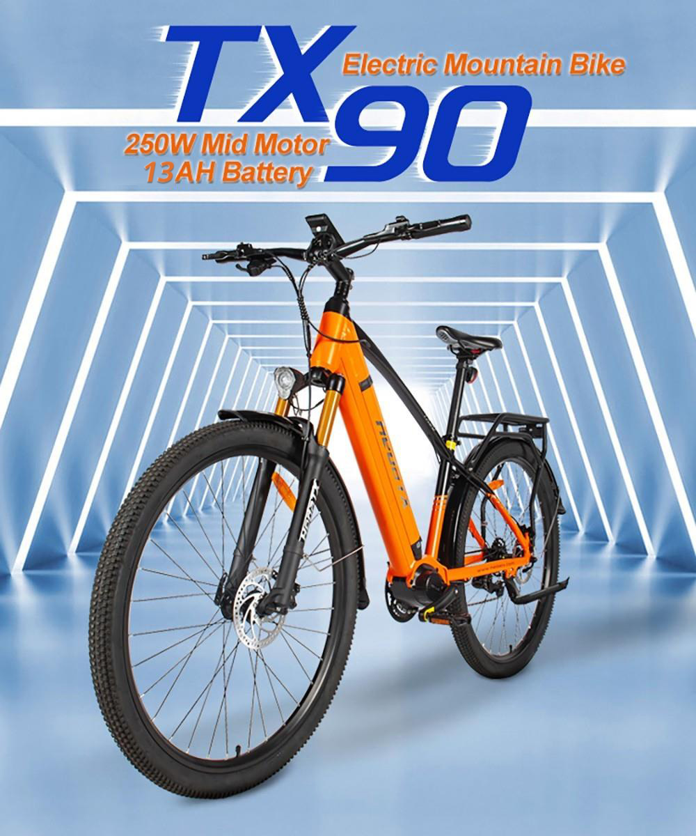 Heda TX90 Electric Bike 29x2.1 inch Tire 500W Mid Motor 48V 16Ah Battery 60-80km Range Shimano 7-speed Gear - Grey