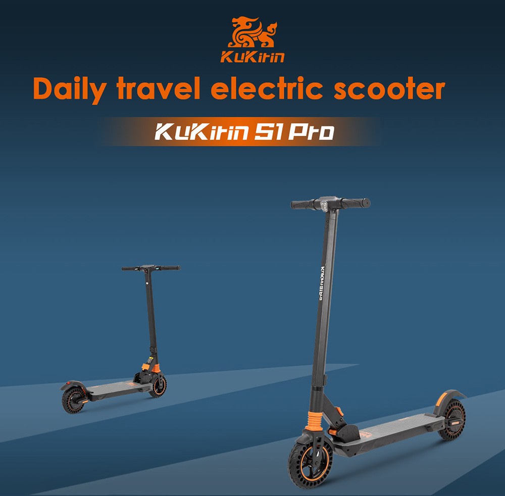 Kukirin S1 Pro 8 inch Solid Honeycomb Tire Folding Electric Scooter 350W Motor LED Display Screen 3 Speed Modes KUGOO S3 Pro - Black