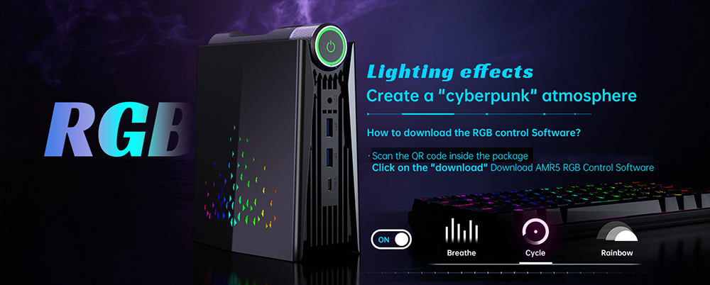 OUVIS AMR5 Mini PC, AMD Ryzen 7 5700U 8 Cores up to 4.3GHz, 16GB DDR4 512GB SSD, HDMI+DP+Type-C 4K 60Hz Triple Display, 4xUSB 3.0 1000Mbps LAN WiFi5 BT4.2, Windows 11 Pro, Auto/Silent Eco/Performance - US