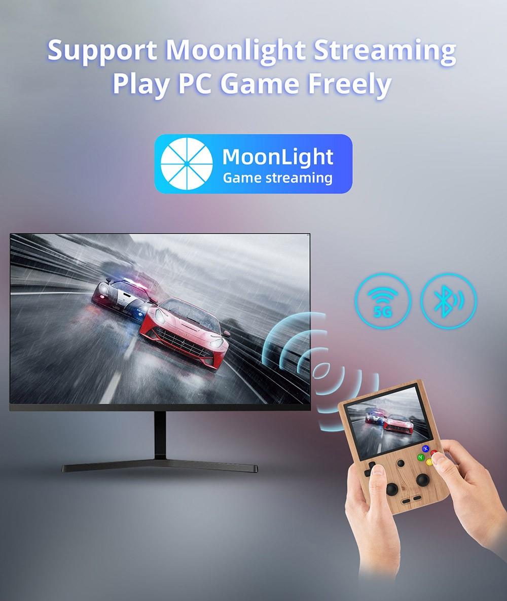 ANBERNIC RG405V Game Console, 4GB LPDDR4 128GB eMMC, Android 12, 5G WiFi, Bluetooth 5.0, 128GB TF Card 3172 Games - Wood Color