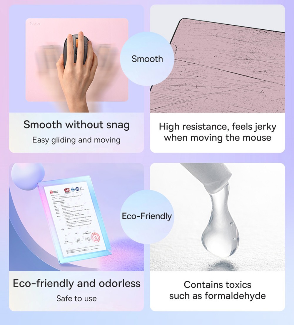 Baseus Mouse Pad PU Leather Waterproof Spill, Scratch Resistant - Purple