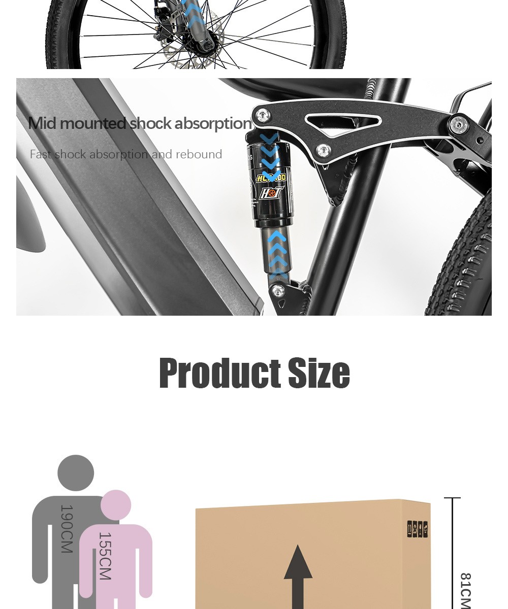 CMACEWHEEL TP26 Mini Electric Bike 29*2.25'' CST Tire 750W Motor 40-45km/h Max Speed 17Ah Battery 150kg Load