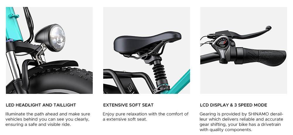 ENGWE E26 Electric Bike, 48V 16AH Battery 250W Motor Mountain Bike Shimano 7-Speed Gear 140km Max Range 25km/h Max Speed 20*4.0 Inch Tire 150kg Load Hydraulic Brake