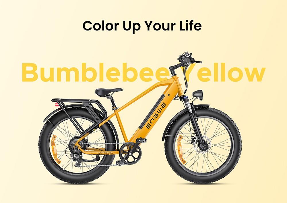 ENGWE E26 Electric Bike, 48V 16AH Battery 750W Motor Mountain Bike Shimano 7-Speed Gear 140km Max Range 25km/h Max Speed 26*4.0 inch Fat Tire 150kg Load Hydraulic Disc Brake - Bumblebee Yellow