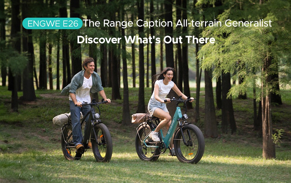 ENGWE E26 Step-thru Electric Bike, 48V 16AH Battery 750W Motor Mountain Bike Shimano 7-Speed Gear 140km Max Range 28km/h Max Speed 26*4.0 inch Fat Tire 150kg Load Hydraulic Disc Brake