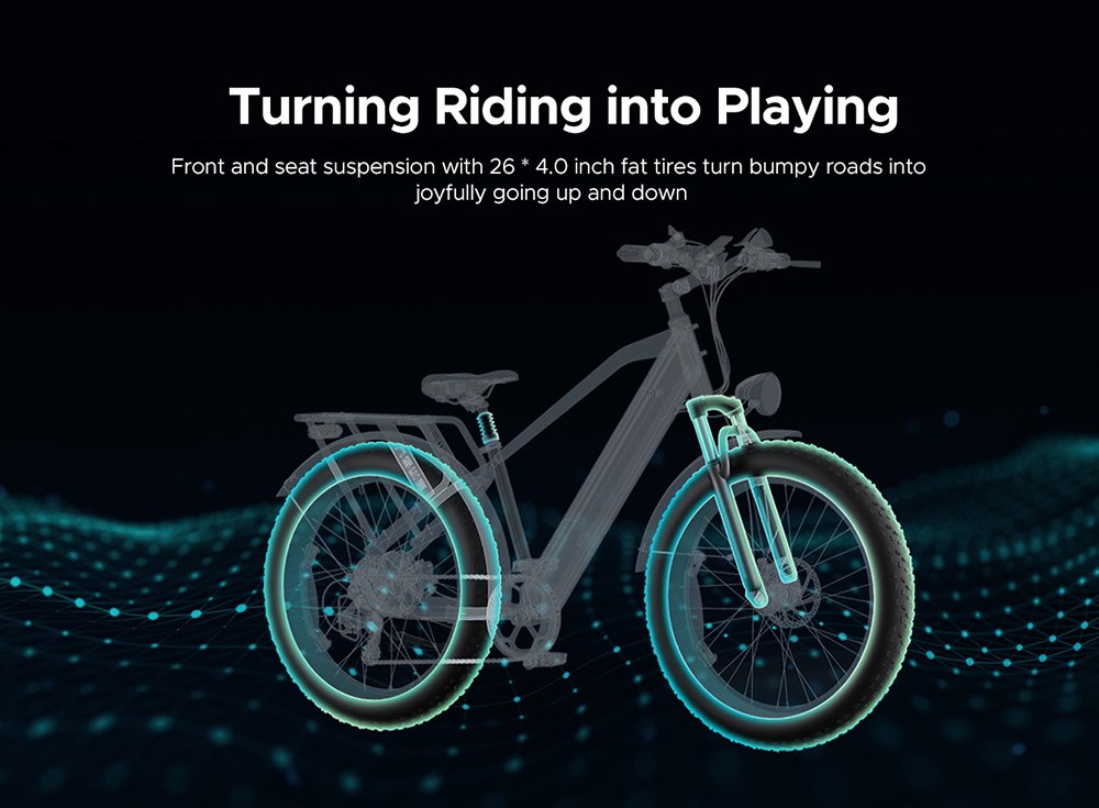 ENGWE E26 Step-thru Electric Bike, 48V 16AH Battery 750W Motor Mountain Bike Shimano 7-Speed Gear 140km Max Range 28km/h Max Speed 26*4.0 inch Fat Tire 150kg Load Hydraulic Disc Brake